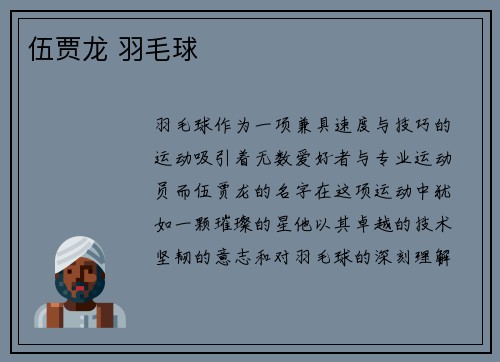 伍贾龙 羽毛球